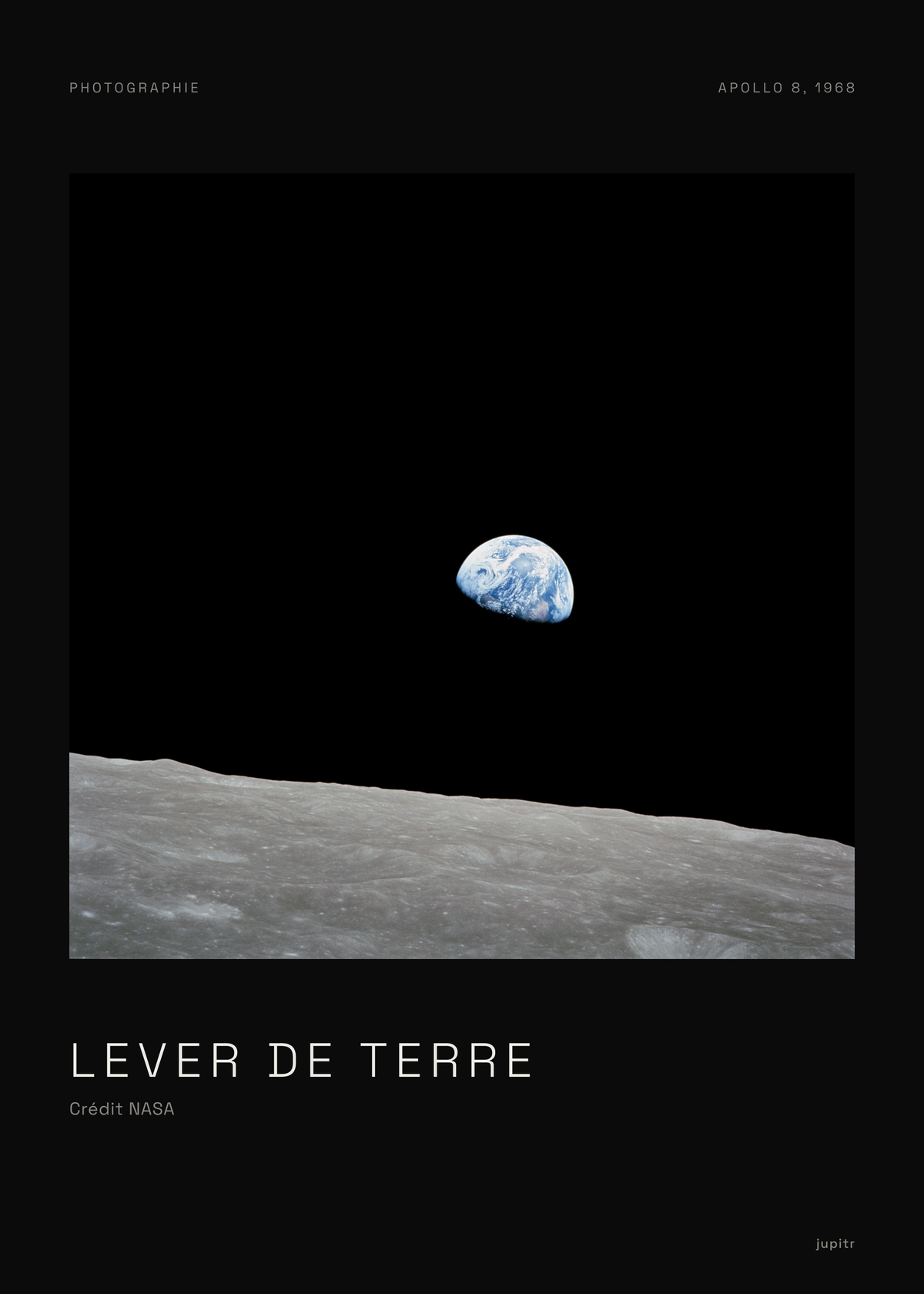 Affiche Lever de Terre, Apollo 8, tirage photo Jupitr
