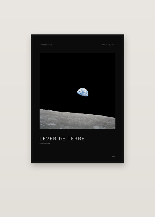 Affiche Lever de Terre, Apollo 8 dans un cadre noir