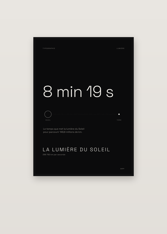 Affiche 8 minutes 19 secondes dans un cadre noir
