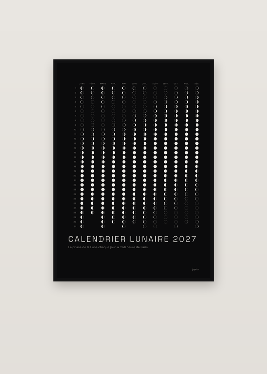 Calendrier lunaire 2027 dans un cadre noir