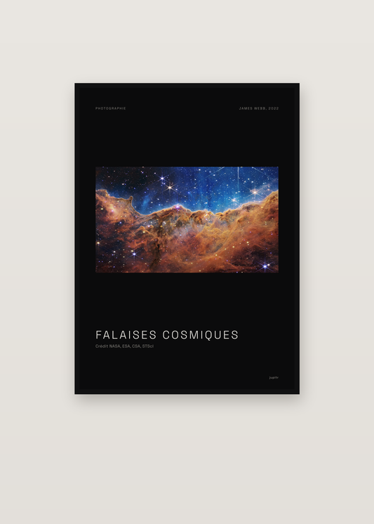 Affiche Falaises cosmiques, Webb dans un cadre noir