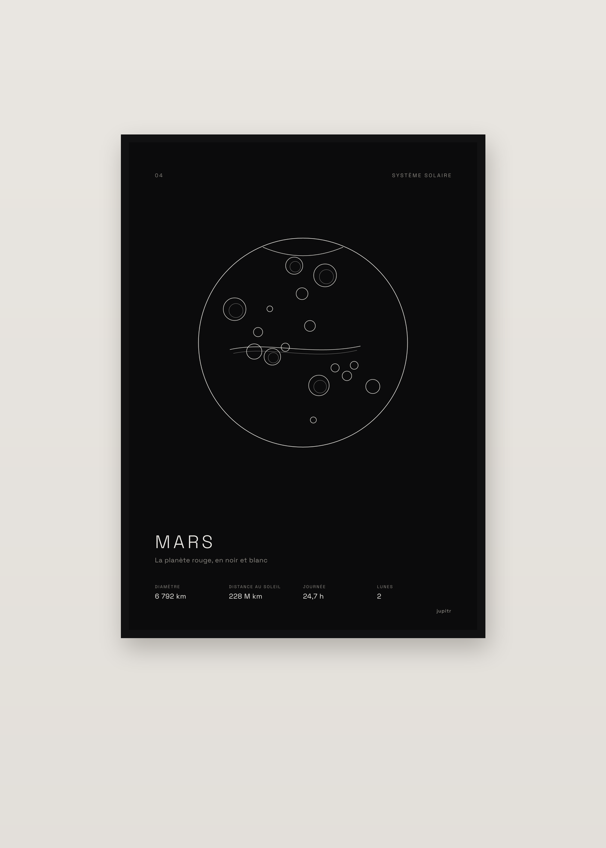 Affiche Mars dans un cadre noir