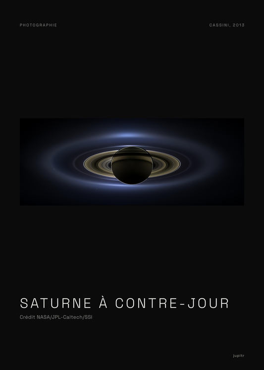 Affiche Saturne à contre-jour, Cassini, tirage photo Jupitr